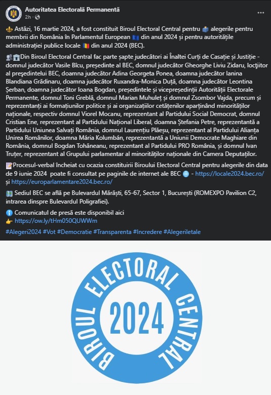 Alegeri 2024: A fost definitivată componenţa BEC