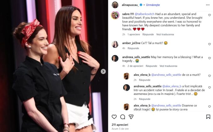Alina Pușcău a anunțat moartea lui Tal Berkovich